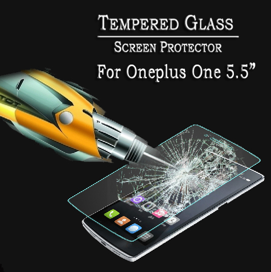 2014 accessories Anti Explosion Tempered Glass Screen Protector Guard Cover Film For oneplus one Quad Core