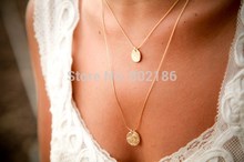 Newest Gold Circle Disc Coin Two Layer  Necklace Love eternity o disk karma Elegant Unique Bridal Jewelry