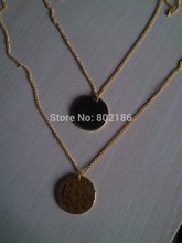 Newest Gold Circle Disc Coin Two Layer Necklace Love eternity o disk karma Elegant Unique Bridal