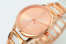 A piece lots Top brand women watch rose gold special steel band Lady Wristwatch free box