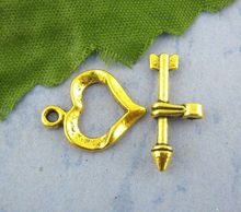 30Sets Gold Plated Cupid Arrow Heart Toggle Clasps 13*16mm Mr.Jewelry