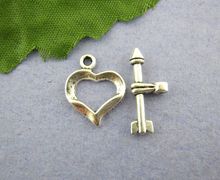 30Sets Cupid Arrow Heart Toggle Clasps 13*16mm Mr.Jewelry
