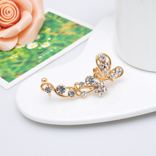 Retro Crystal Butterfly Flower Ear Cuff Stud Earring Wrap Clip On Clip Clamp New