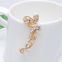 Retro Crystal Butterfly Flower Ear Cuff Stud Earring Wrap Clip On Clip Clamp New