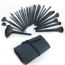 USA Stock 32 PCs Pro Brand Eyebrow Shadow Makeup Cosmetic Brush Set Natural Leather with Black
