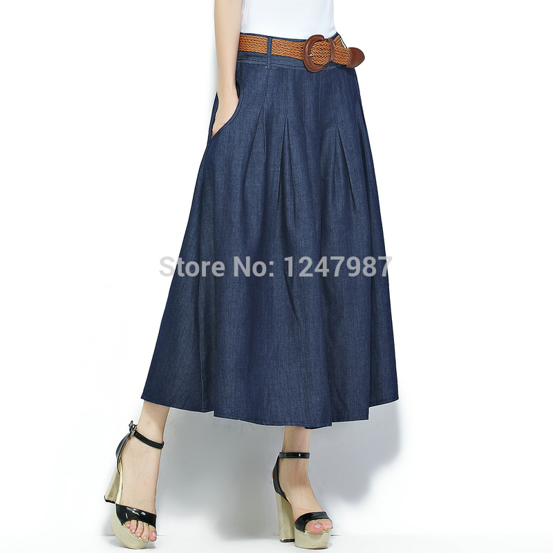 ... Women Casual Long Skirts Tutu Jeans Saia Longa With Belt Free Shipping