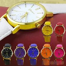Men’s Women’s Geneva Roman Numerals Faux Leather Band Analog Quartz Wrist Watch