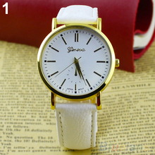 Men s Women s Geneva Roman Numerals Faux Leather Band Analog Quartz Wrist Watch 1T7J