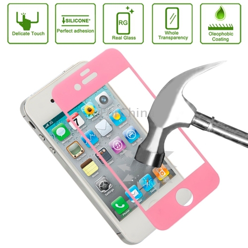 Anti Scratch Link Dream Explosion proof Tempered Glass Spare Parts for iPhone 4 Pink 