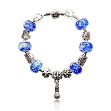925 silver plated charm glass beads bracelets Fits Pandora Style Bracelets christmas gift wholesale jewelry PDL0016