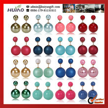 16color In stock Two Double Pearl Beads,1.5cm diameter,0.8cm diameter Fashion Earrings
