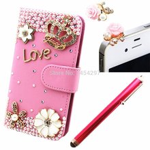 Set Cover Phone Case for SmartPhone Apple iPhone 6 Plus 5.5 4.7 inch 3D Bling Rhinestone Flip Leather Skin Cover Pouch Glitter