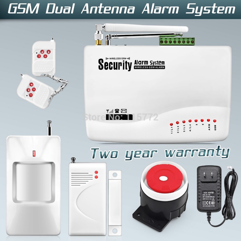 GSM Dual Antenna Home Voice Security Alarm Tri band Dual Antenna with Russian Manual 900 1800