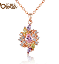 Bamoer Flower Colorful CZ Jewelry Set for Women Best Wedding Gift of Fashion Marriage Jewelry Set