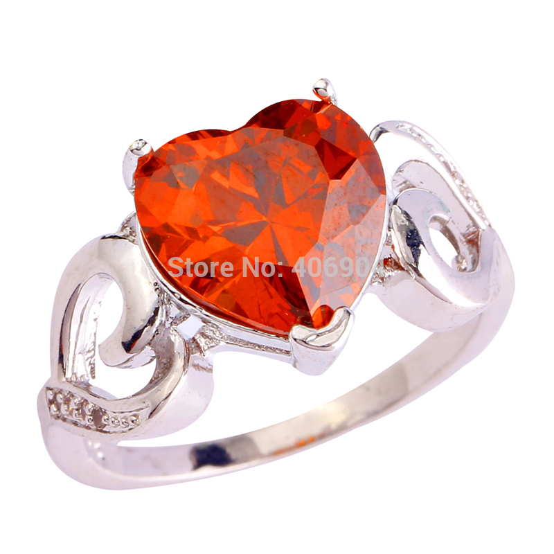 Wholesale Hot New Engagement Wedding Bridal Heart Cut Garnet 925 Silver Ring Size 6 7 8