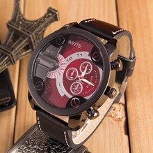 New Arrival 2014 Brand Men Sports Casual watch military Quartz Watch students Wristwatch leather Band Clock