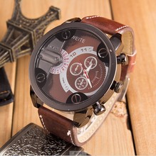 New Arrival 2014 Brand Men Sports Casual watch military Quartz Watch students Wristwatch leather Band Clock