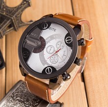 New Arrival 2014 Brand Men Sports Casual watch military Quartz Watch students Wristwatch leather Band Clock