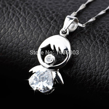 Free shipping, Wholesale silver  jewelry 925 sterling silver necklace & Cupid Love Doll pendant, gift box package   -0015YFNN