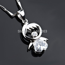 Free shipping Wholesale silver jewelry 925 sterling silver necklace Cupid Love Doll pendant gift box package