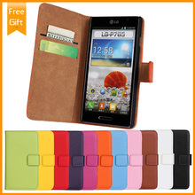 Luxury wallet Flip Genuine Leather Phone Case Cover For For LG Optimus L9 P760 with card holder&stand free shipping+Gift