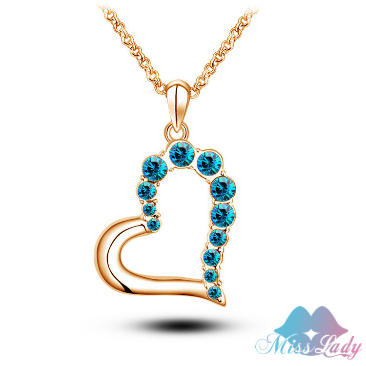 18K Rose Gold Plated Austrian Cute Crystal Heart love Pendant Necklaces Wholesales Fashion Jewelry for women
