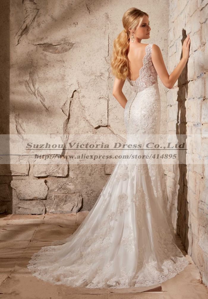 Vestidos De Noiva Manga Longa 2014 Sexy Backless Wedding Dress Lace Wedding Dress Country Western Wedding