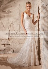 Vestidos De Noiva Manga Longa 2014 Sexy Backless Wedding Dress Lace Wedding Dress Country Western Wedding
