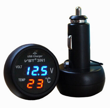 Car USB Charger Adapter For Mobile Phone, With Temperature and Battery ...