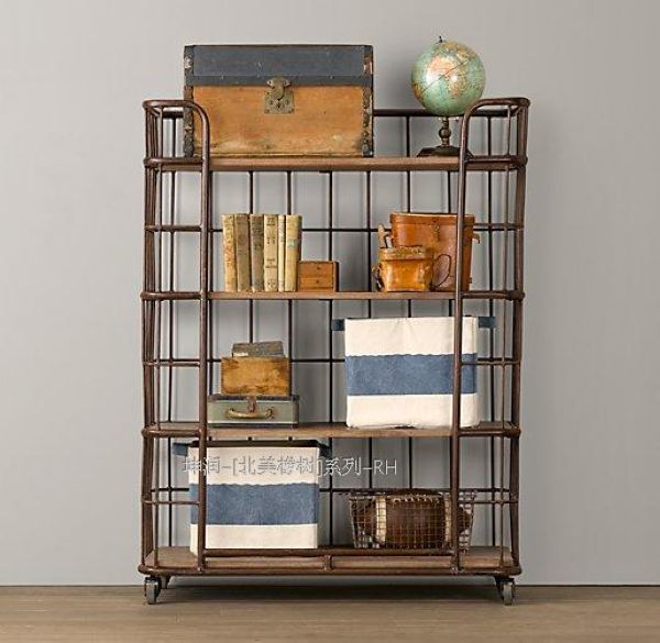 Amerikaanse dorp vintage smeedijzeren hout ikea keuken rekken beweegbare landmark boekenplank geven rek lade.jpg