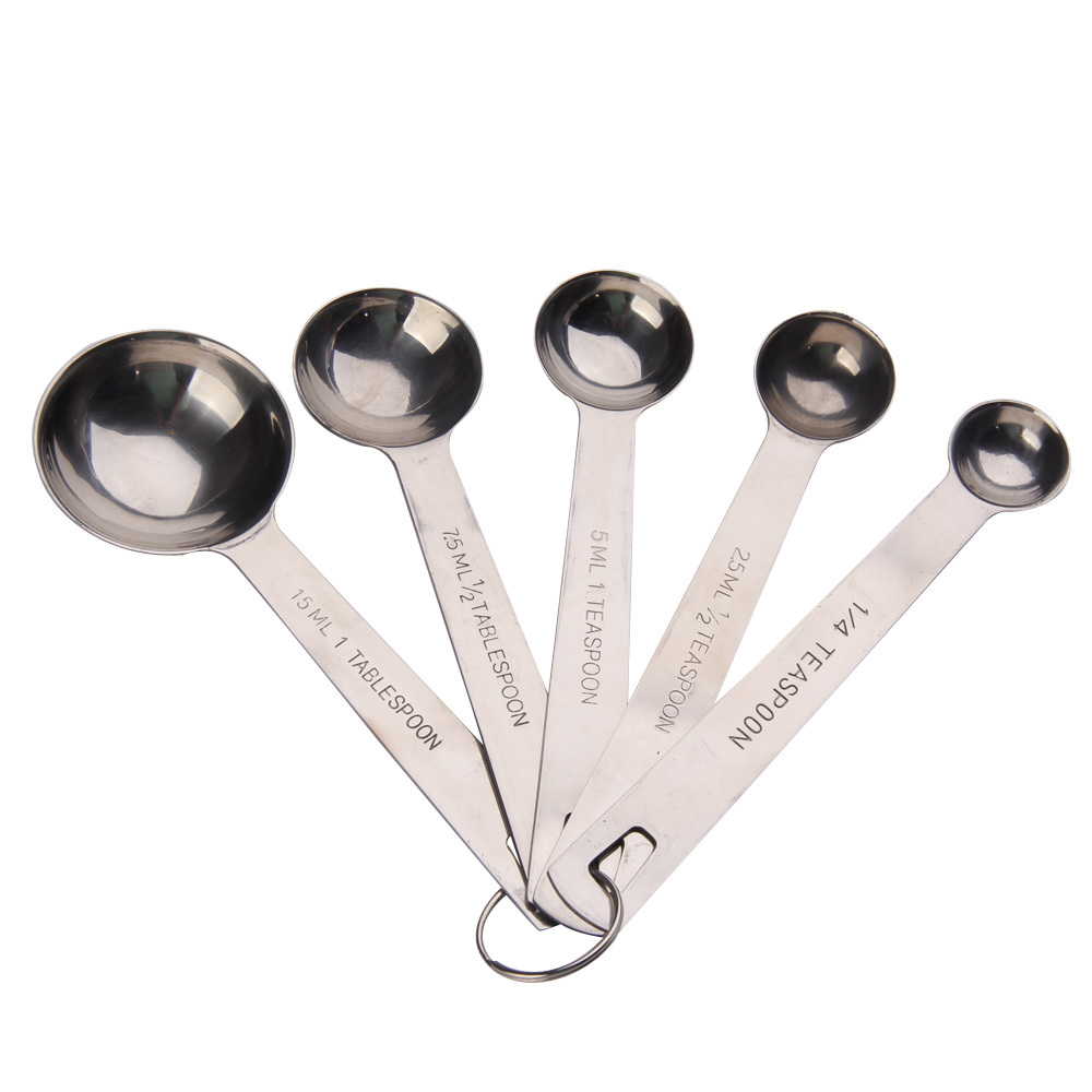 1 set of 5Pcs Stainless Steel Delicate Table Coffee Tea Measuring Spoon Kitchen Tool Free Shipping