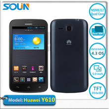 Original Huawei Y610 Quad Core Dual SIM 5 Inch Qualcomm Android 4.3 3G Smart Mobile Phone