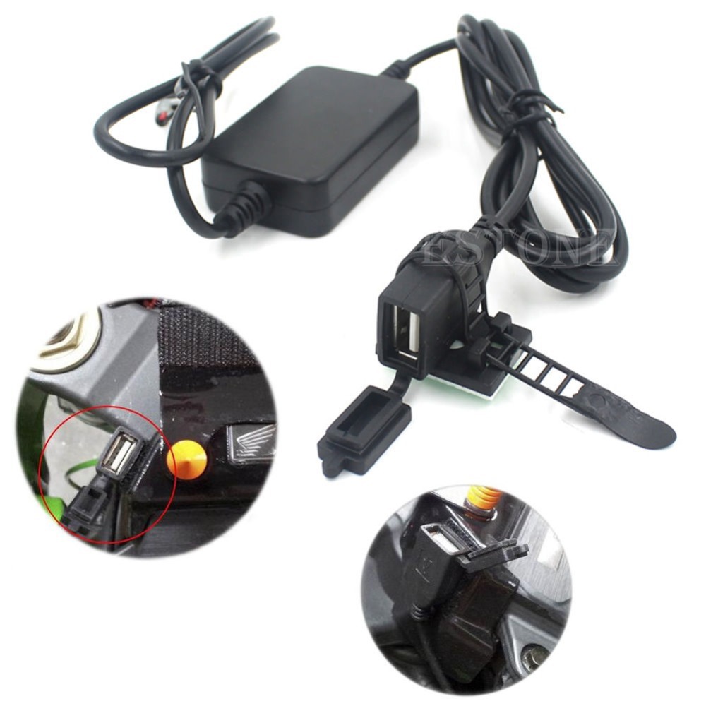Free shipping USB Powerport 12V 2 1A Dual Charger for Smartphone iPhone Android GPS Motorcycle