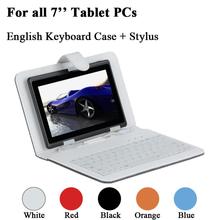 Hot 5 Colors Universal for All 7″ 7 Inch Tablet PCs Micro USB English Keyboard PU Leather Cover Case with Stylus Y70*DA0170#C4