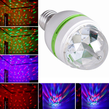 Free shipping Popular E27 3W Colorful Auto Rotating RGB LED Bulb Stage Light Party Lamp Disco