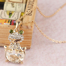 Creative Style Jewelry 14k Gold Filled Austrian Crystal Frog Pendant Unique Women s Necklace fashion 2014