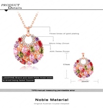 LZESHINE Brand 18K Rose Golden Plated Luxury Necklaces Pendants Inlay Multi Color AAA Swiss Cubic Zircon