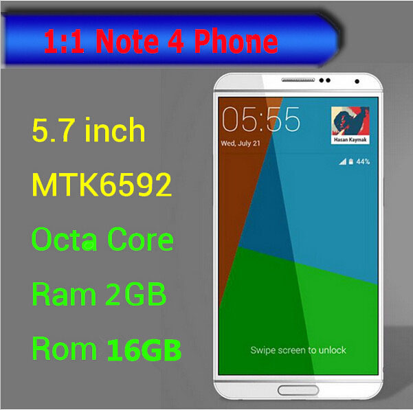 New Arrival Note 4 Phone Real 2GB RAM 16GB ROM MTK6592 Octa Core 5 7 inch