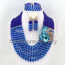 Latest New Blue Indian Beads Jewelry Set Costume African Jewelry Set Crystal Jewery Set Free Shipping