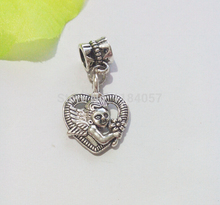 100ps Tibetan Silver Plated Vintage Heart Cupid Love Bead European Bracelet Charm Pendant for Jewelry Making