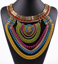 Big Choker chain and vintage metallic mutil exaggeration Geometric  short statement necklace free shipping for woman
