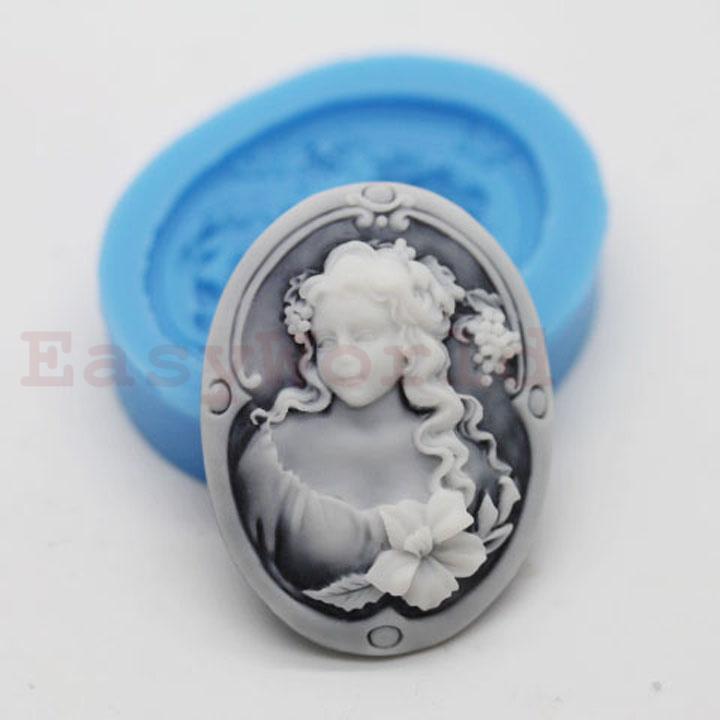 Belle Girl Cabochon Cameo Silicone Mold Silicon Mould For Polymer Clay Craft Jewelry Cake Decorating Decoration