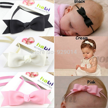 Hair accessories infant baby girls 3 2inch ribbon bowknot with skinny headband children band drop shipping