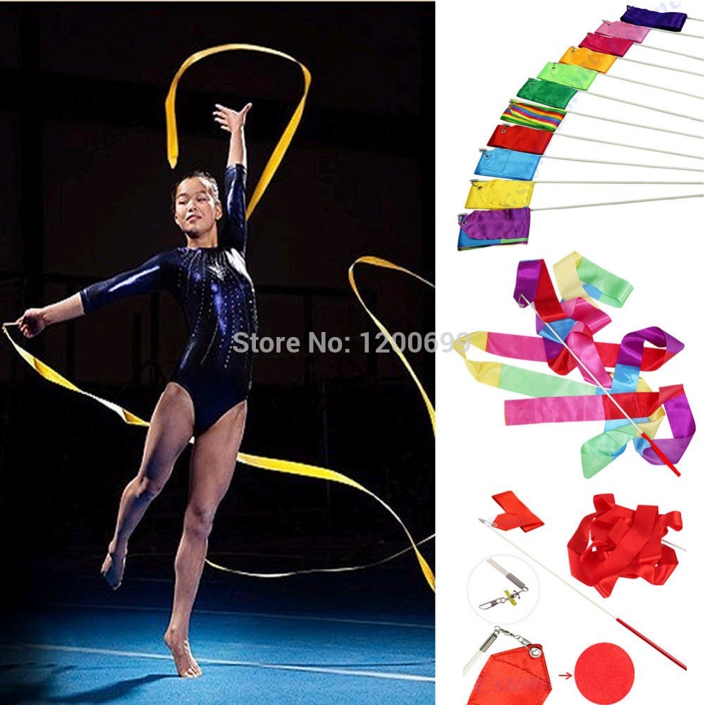 C18 ginásio dança da fita rítmica arte ginástica flâmula Twirling Rod Stick 4M 11 cores frete grátis