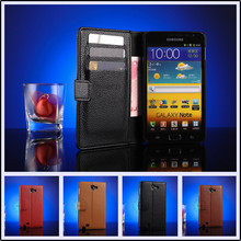 New Hot Sale 1PC PU Leather Wallet Flip Phone Cases Covers For Samsung Galaxy Note i9220 In black,white Free Shipping HLC0080