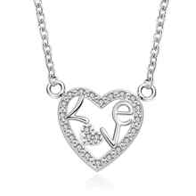 Promotion!free shipping wholesale Silver plated necklace,silver fashion jewelry love in our heart  Necklace SMTN655