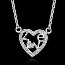 Promotion free shipping wholesale Silver plated necklace silver fashion jewelry love in our heart Necklace SMTN655