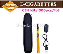 Wholesale Price CE4 Starter Kits eGo T Battery Various Colors CE4 Atomizer E-Cigarette Gift  Zipper Case e cigs 500pcs/lot