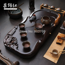 ebony wood tea tray Cheap natural piece of carved side tea tray