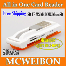 Brand USB 2.0 ALL IN 1 Multi Micro CARDREADER SD MMC MS M2 SDHC Consumer Electronics Accessories&Parts Free Shipping Wholesale